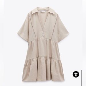 NWT Zara linen blend lace mini dress